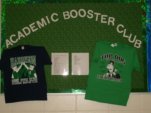 Academic Booster Club bulletin board.